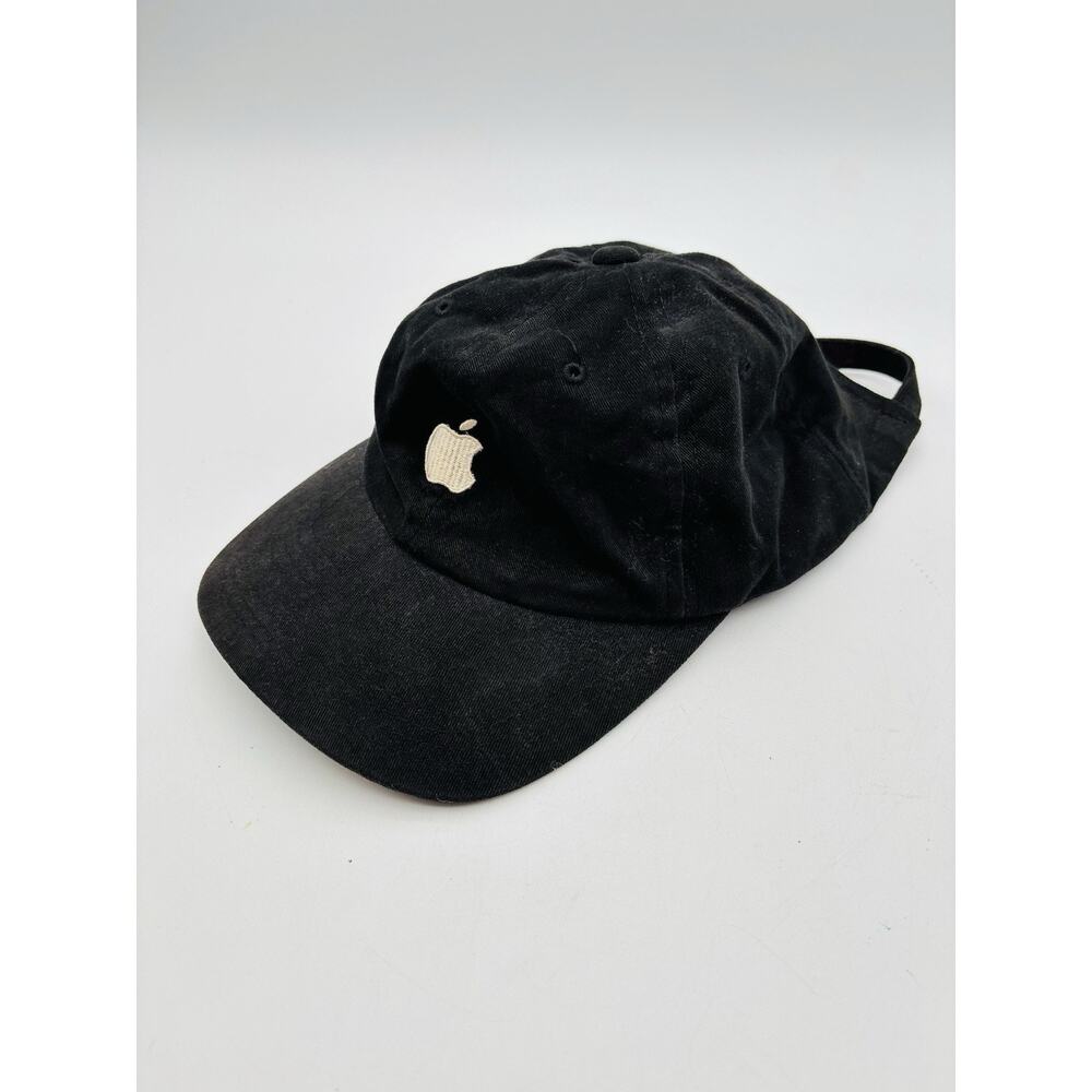 Apple Store Employee Hat Cap Adult Adjustable Black Cotton Logo VG Condition